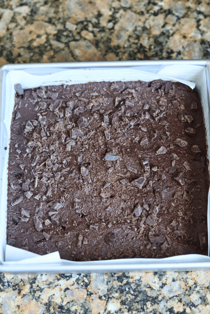 10. Finally, fold in the flour and chocolate chips until the flour is just incorporated. Be careful not to overmix, as this can lead to a more cake-like brownie. You can also add or substitute with other inclusions.